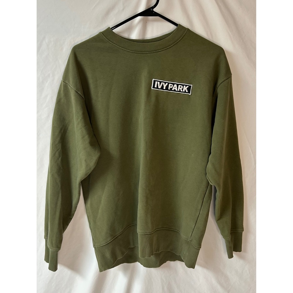 Ivy Park Beyoncé Olive Green Crewneck Sweatshirt Logo Patch XS Activewear